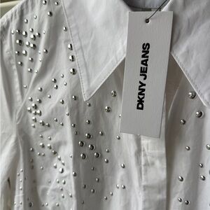 DKNY White Shirt with Silver Studs